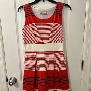 Biscotti Red and White Striped Casual Dress